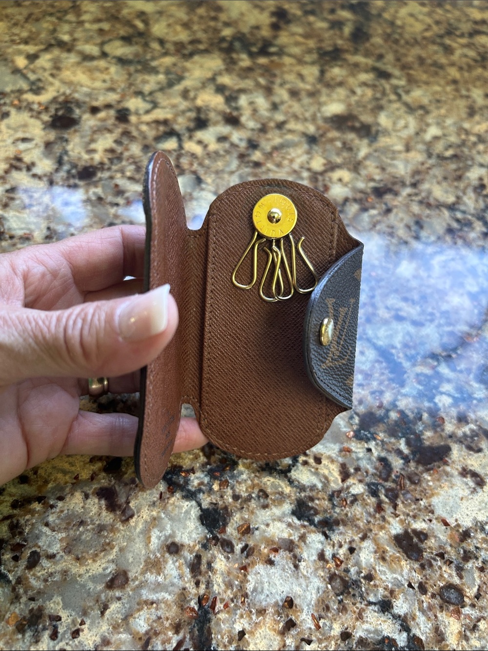 Louis Vuitton Monogram Snap Key Pouch in Brown and Gold - Picture 11 of 15